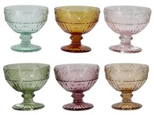 Chic Antique - 6x Trinkgläser Eisschalen Glas Schalen 260ml Bunt Muster 61090100