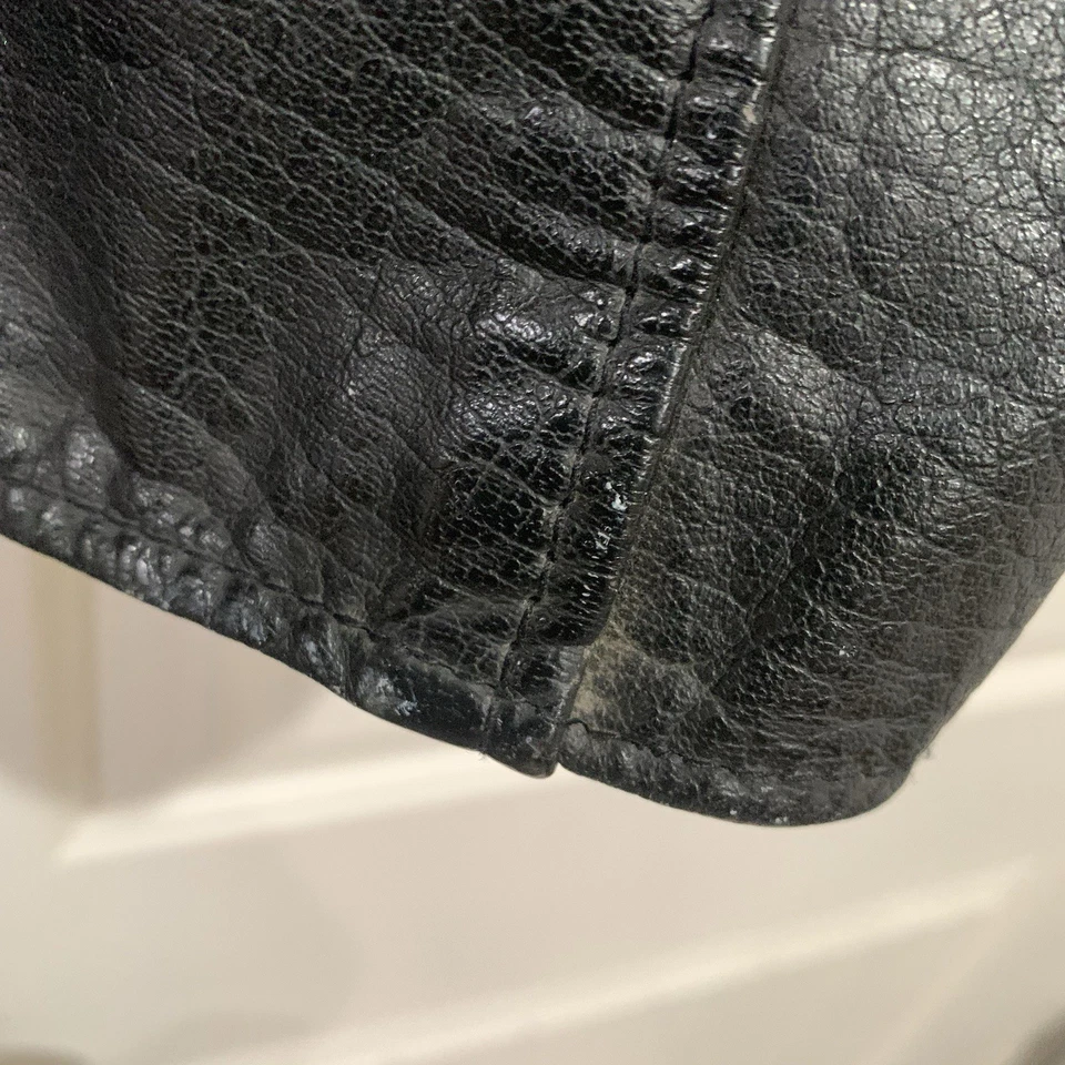 Chaqueta de bombardero de cuero negra Wilson’s para hombre talla grande forro aislante Foto 4 de 4