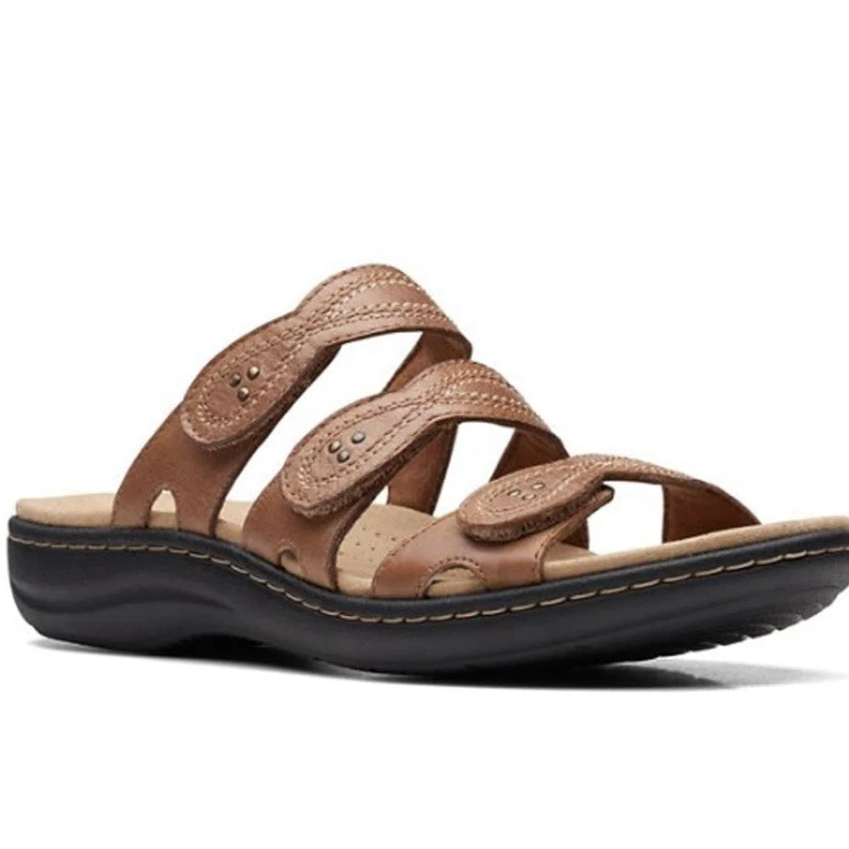 Clarks Laurieann Ayla sandalo donna slide in pelle marrone taglia US 9 40