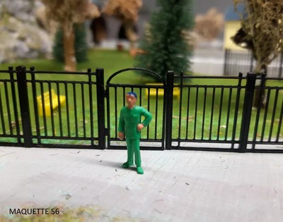 ho zaun garten park schloss schmiedeeisen metall schwarz 1/87 dekor zug diorama