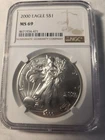 2000 Silver Eagle NGC MS-69 BLAST WHITE Brown Label- 1 OZ Pure