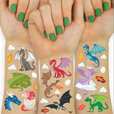 Dragon Temporary Tattoos - 40 Silver Foil Styles Magical Birthday