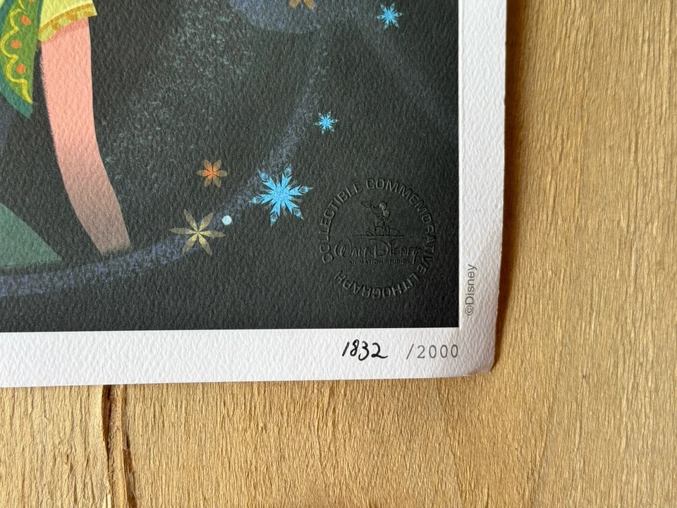 RARO D23 Disney Fiebre Congelada Elsa Olaf Ana Edición Limitada Litografía Numerada Foto 2 de 4