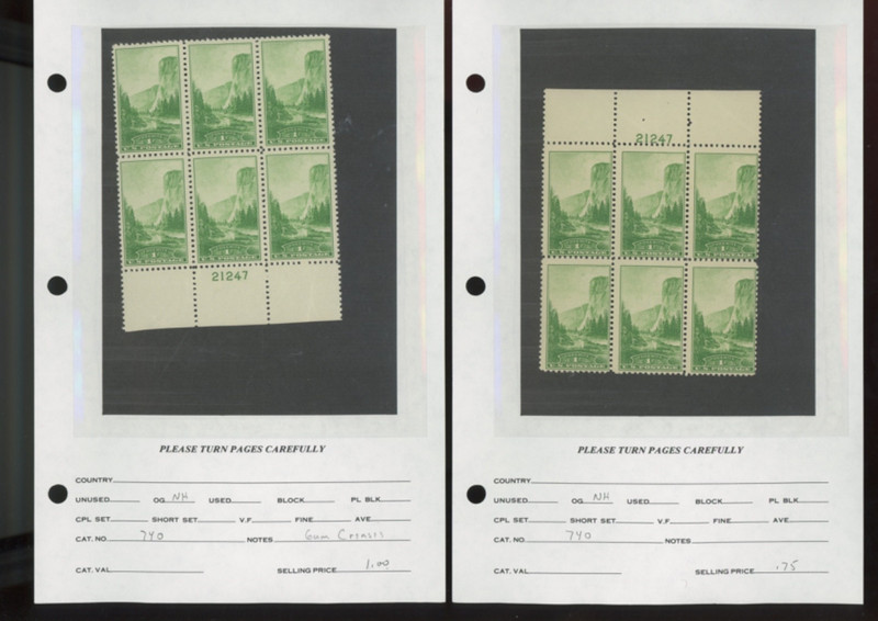 US stamps 740-753  23  mnh mh  plateblocks dealer lot   (mb33