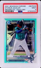 2021 Bowman Chrome Prospects Starlin Aguilar -Aqua Refractor PSA 9 Rookie