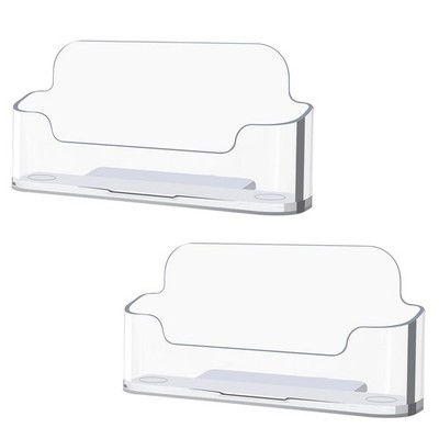 DMFLY 2 Pack Clear Business Card Holder for Desk, Plastic 2 Pack, Transparent 