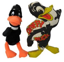 Vintage Daffy Duck Plush Lot WarnerBrosMighty Star 1971 Stuffed Toy Flat Doll
