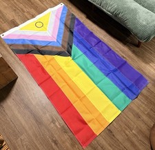 Progress Pride Rainbow Flag NWT 3x5 Ft LGBTQ Outdoor Decor LGBT Ally