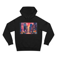 Urban Sunset Supply Hoodie Unisex Streetwear, Cityscape Art, Travel Essential