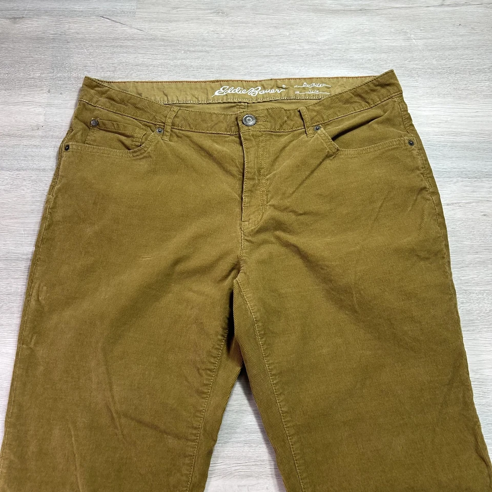 Eddie Bauer Pants Womens 14 Tall Brown Corduroy Boyfriend Slim Stretch Casual - Image 3 of 4