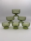 Anchor Hocking Lido Milano Green Crinkle Dessert Glasses Vintage 60s 70s