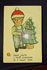 Vintage Christmas Santa Claus Wood Jewelry Music Box England Wind Up