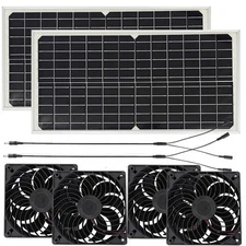 Solar Powered Dual Exhaust Fan Solar Panel Fan 20W For Greenhouse Shed Attic