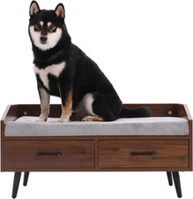 Elevated Dog Beds Frame with Mattress, Raised Wood Pet Bed Sofa Indoor for Large