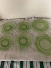 Anchor Hocking RINGS pattern with off set ring Green Glow Uranium Glass Lot Of 6