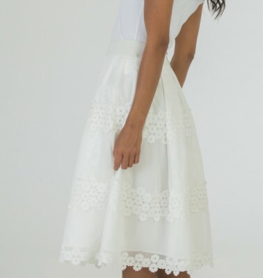 *New* Cream Midi Skater Skirt UK