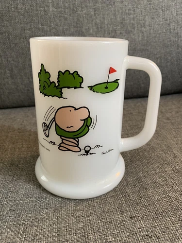 VINTAGE Tom Wilson ZiGGY Milk Glass MUG Worlds Worst Golfer - Fathers Day Gift