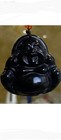 Certified 100% Natural Hotan Jade Ink Jade Maitreya Buddha Pendant 3838 Tested.