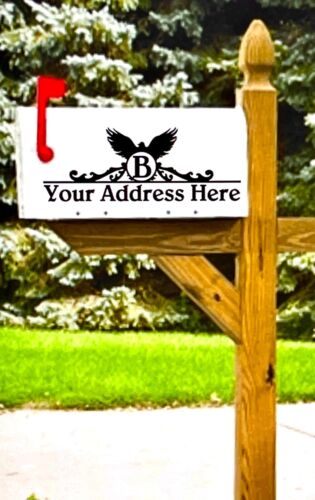 2 (TWO) Custom Mailbox Address Vinyl Decal Eagle Numbers Lettering Choose Colors - Picture 1 of 1