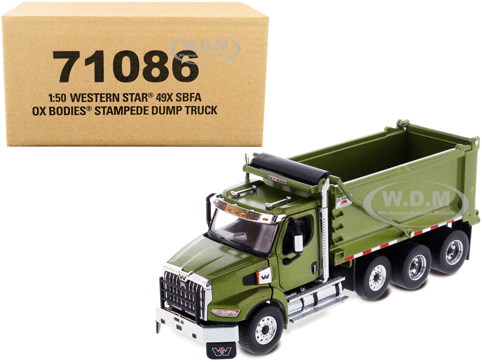 WESTERN STAR 49X SBFA OX BODIES DUMP TRUCK GREEN MET. 1/50 DIECAST MASTERS 71086