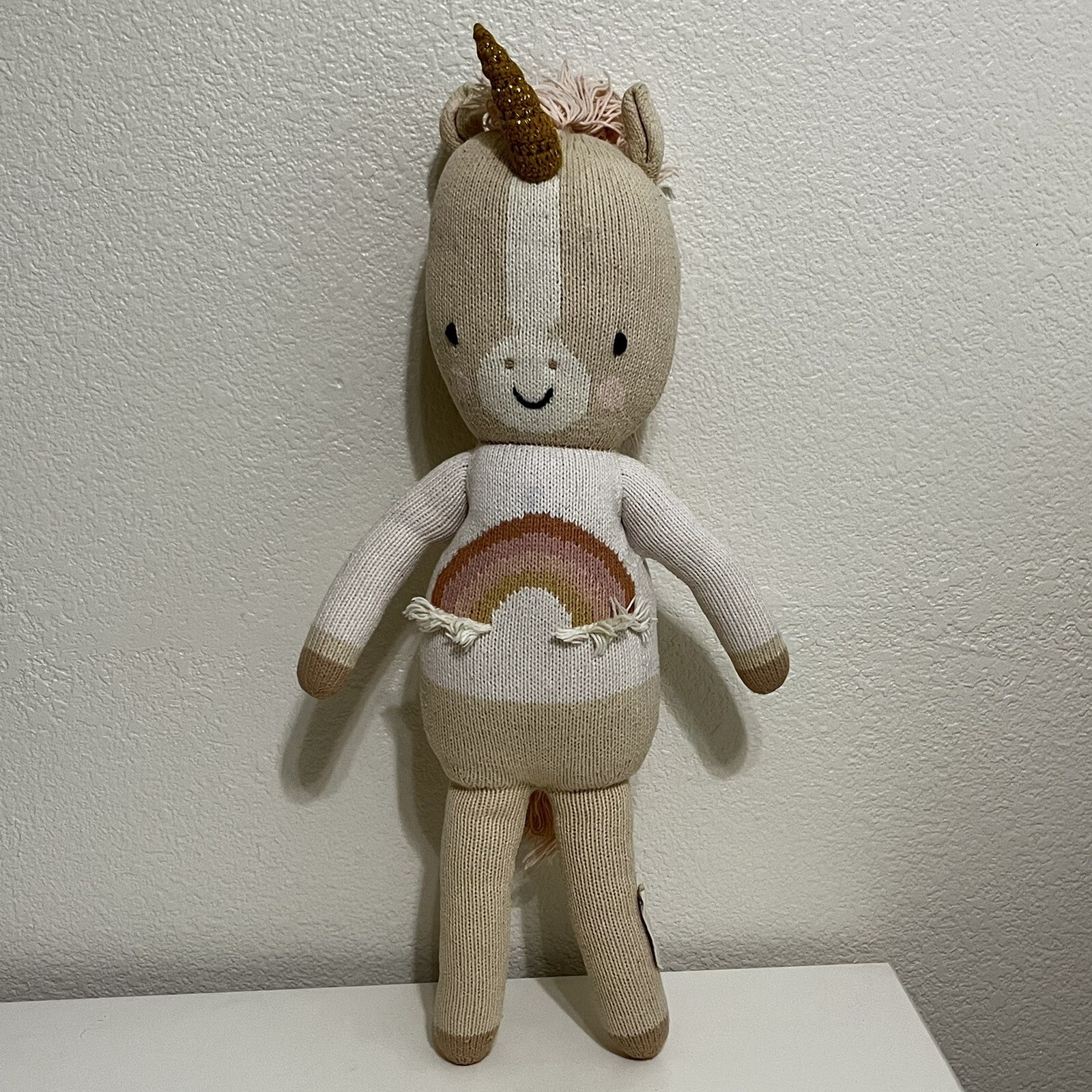 Cuddle + Kind Zara the Unicorn Plush Knit Handmade Doll Stuffed Animal 20"