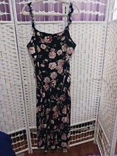 ~J For JUSTIFY Sleeveless Black Pink Floral~Stretch Romper/Jumper~2X 18-20~