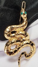Golden Snake Serpent Hair Rhinestone Hair Barrette
