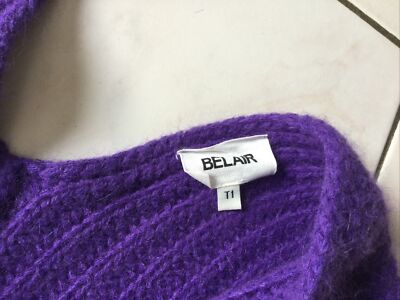 Gilet Pull Femme BEL AIR - Angora Violet Prune - Taille 1 (Plus Size) - Occasion Très Bon État