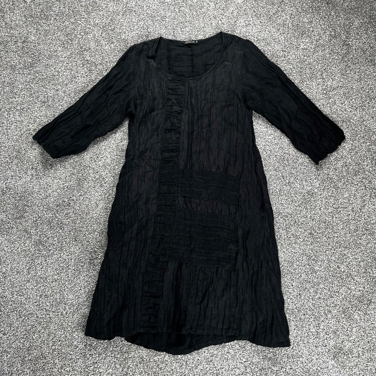 Grizas Womens Linen Silk Dress Size UK US XS Crinkle Oversize Midi