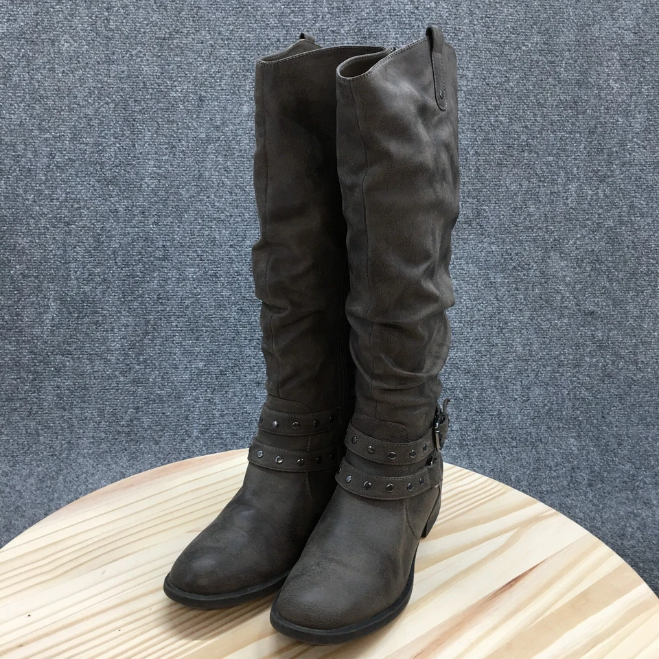 Botas de Montaña Blancas para Mujer 10M Lexi Alto Cremallera Lateral Bota de Montar Gris Imitación Cuero Foto 3 de 4