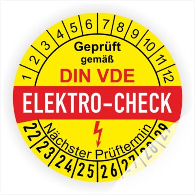 Prüfplaketten Elektro E-Prüfung E-Check VDE DIN Termin-Prüfung Wartung Ø:20-30mm
