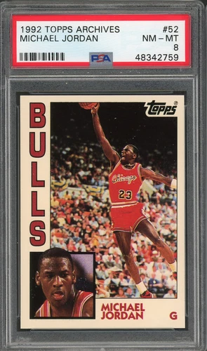 Michael Jordan Chicago Bulls 1992 Topps Archives Basketball Card #52 PSA 8