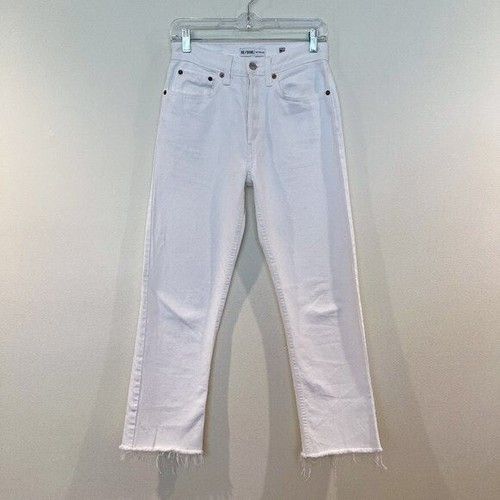 REDONE White Straight Leg High Waist Classic Preppy Designer Denim Jeans 26 - Picture 2 of 10
