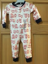 New Carter's 1-Pc Firetruck Snug Fit Cotton Footless Pajama PJs Boy Sleeper 9M