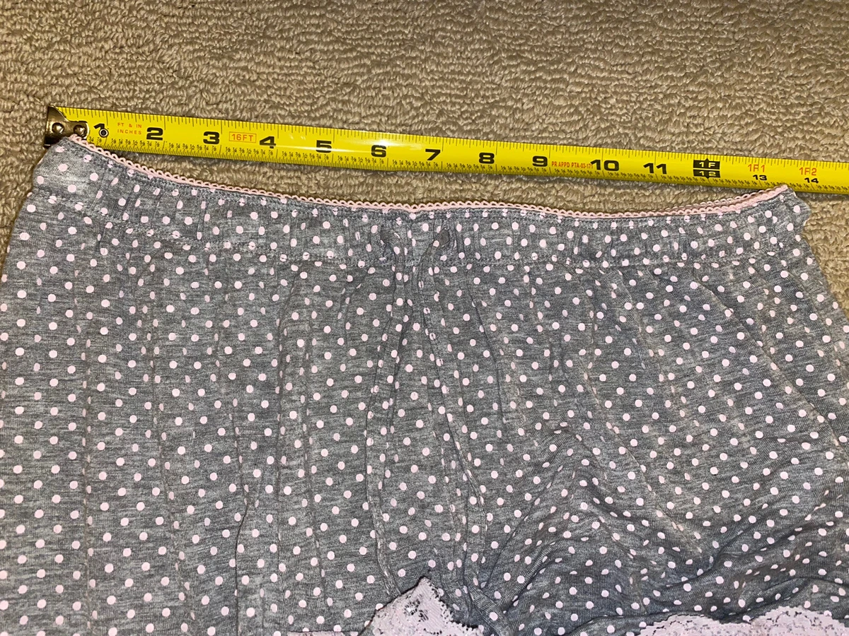 Velvet Kitten Grey Pink Pajamas Sexy PJ Sleepwear Polka Dot Lace Size Medium EUC
