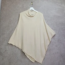 La Fiorentina Trim Poncho Women's One Size Ivory Pearl Beaded Border Viscose