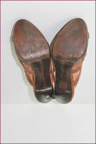 Sandales André Tout Cuir Lanières Marron Clair Taille 38 EU - Occasion Très Bon état, Fabriqué Brésil