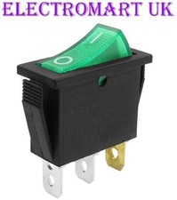 SPST ILLUMINATED NEON GREEN ROCKER SWITCH ON OFF 16 AMP 240 VOLT AC