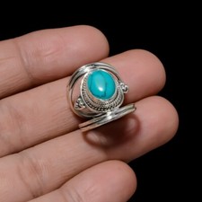 Natural Blue Turquoise Ring Statement Ring 925 Sterling Silver Promise Ring Gift
