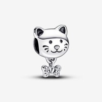 Pandora Charm AnhäNger Bead Sterlingsilber Katze Schleife WeißE Steine 792255C01