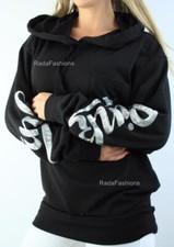 Victoria's Secret PINK Sweatshirt Silver Sequin Bling Pullover Hoodie Fleece NWT