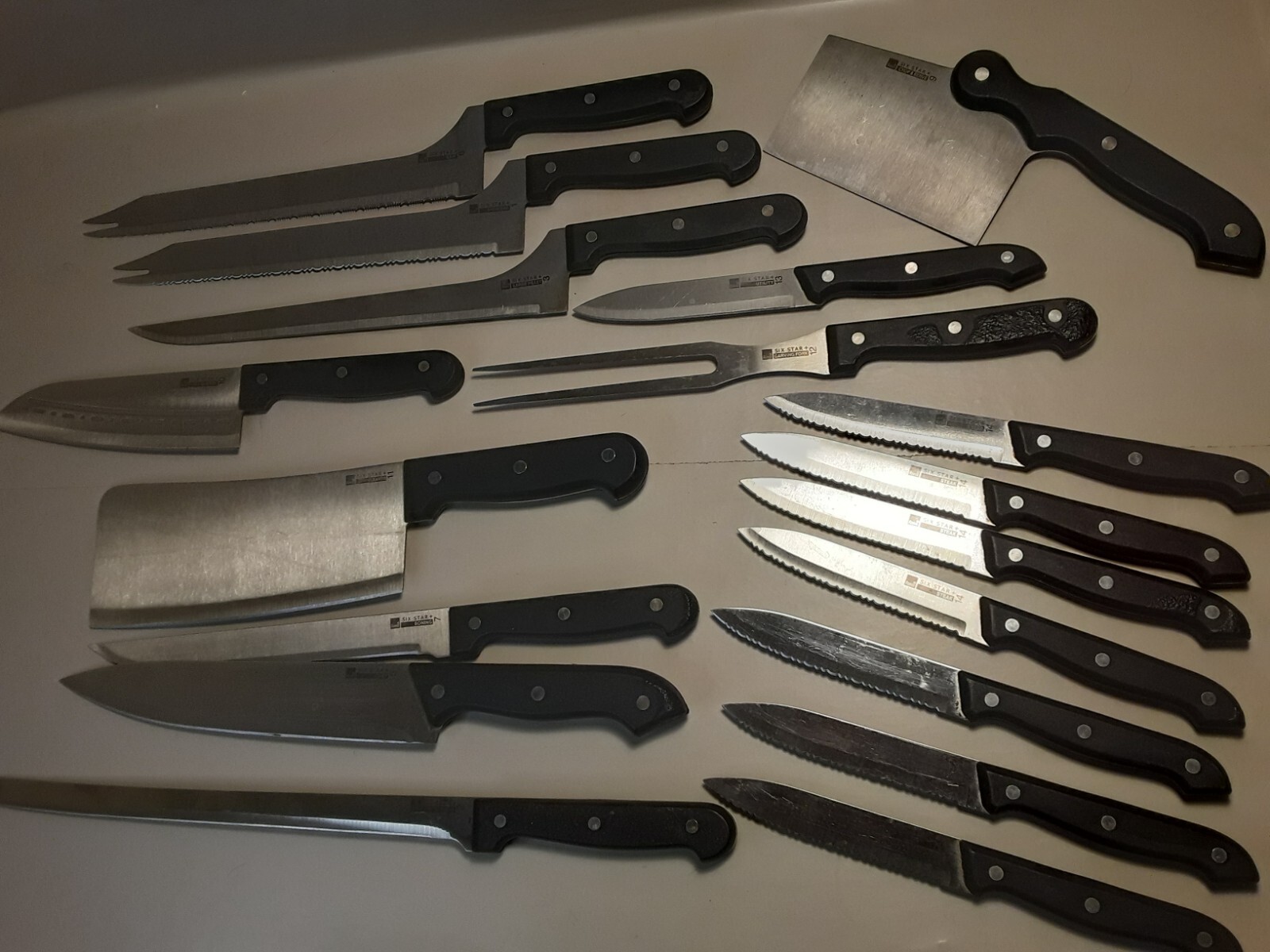 Ronco Six Star Cutlery Knives 30 Slot Solid Wood Knife Block Knives