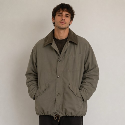 Byblos, Vintage 80’s Byblos Spa Italian Barn Chore Jacket 48 Olive Green Coat Designer