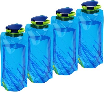 Faltbare Trinkflasche Blau 700ml 4 Stück Auslaufsicher für Reisen & Festivals