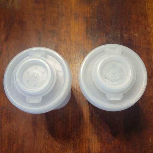 TUPPERWARE: White SALT & PEPPER or SPICE SHAKER SET #102 3.5" - Picture 2 of 4