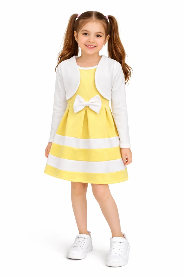 Elegantes Mädchenkleid mit angemähtem Bolero *NEU*  K241a - Bild 3 von 4