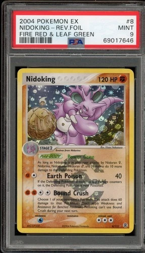 Pokemon Nidoking EX Fire Red & Leaf Green Reverse Holo Rare #8 PSA 9 Mint