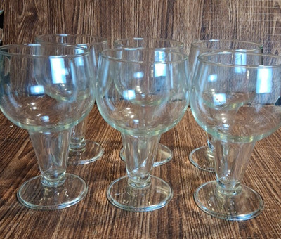 MCM Anchor Hocking Beer Glasses Stout Hollow Stem 12oz Glasses Set of 6