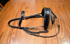 Vespucci monocrown patent padded crank flash bridle black dressage