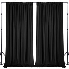 10 FT x 10 FT Black Backdrop Curtain - Polyester Photography Backdrop Drapes